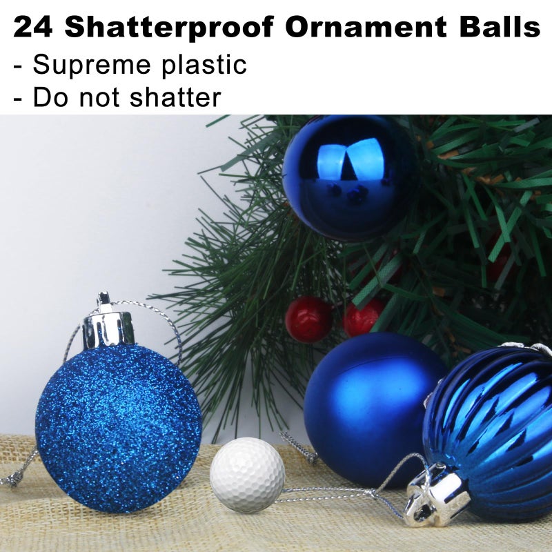 GameXcel Royal Blue 3.2" Large Christmas Balls - Christmas Tree Decoration Ornaments Shatterproof Hanging Balls for Birthday Halloween Holiday Wedding Decorations Set of 24pcs - Image 3